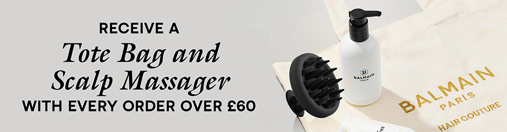 Free tote bag and scalp massager when you spend £60 or more